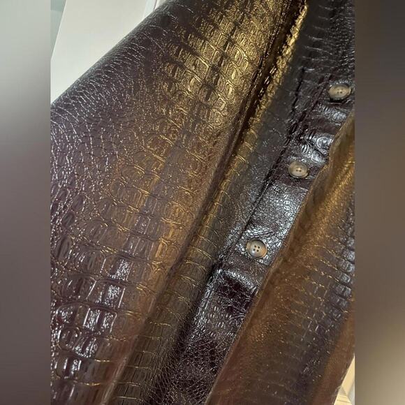 Rachel Comey Brown Croc-Embossed Midi Skirt - Picture 3 of 6